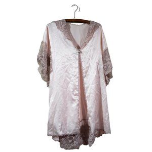 Rare vintage pink Colesce Couture two piece négligée set slip dressing gown